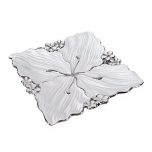 Dekoratívny tanier SIENA 01 biely / strieborný