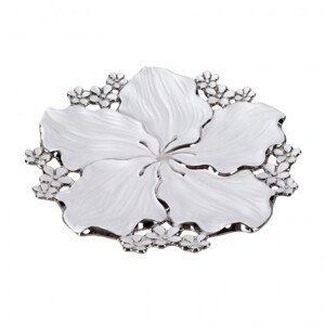 Dekoratívny tanier SIENA 04 biely / strieborný